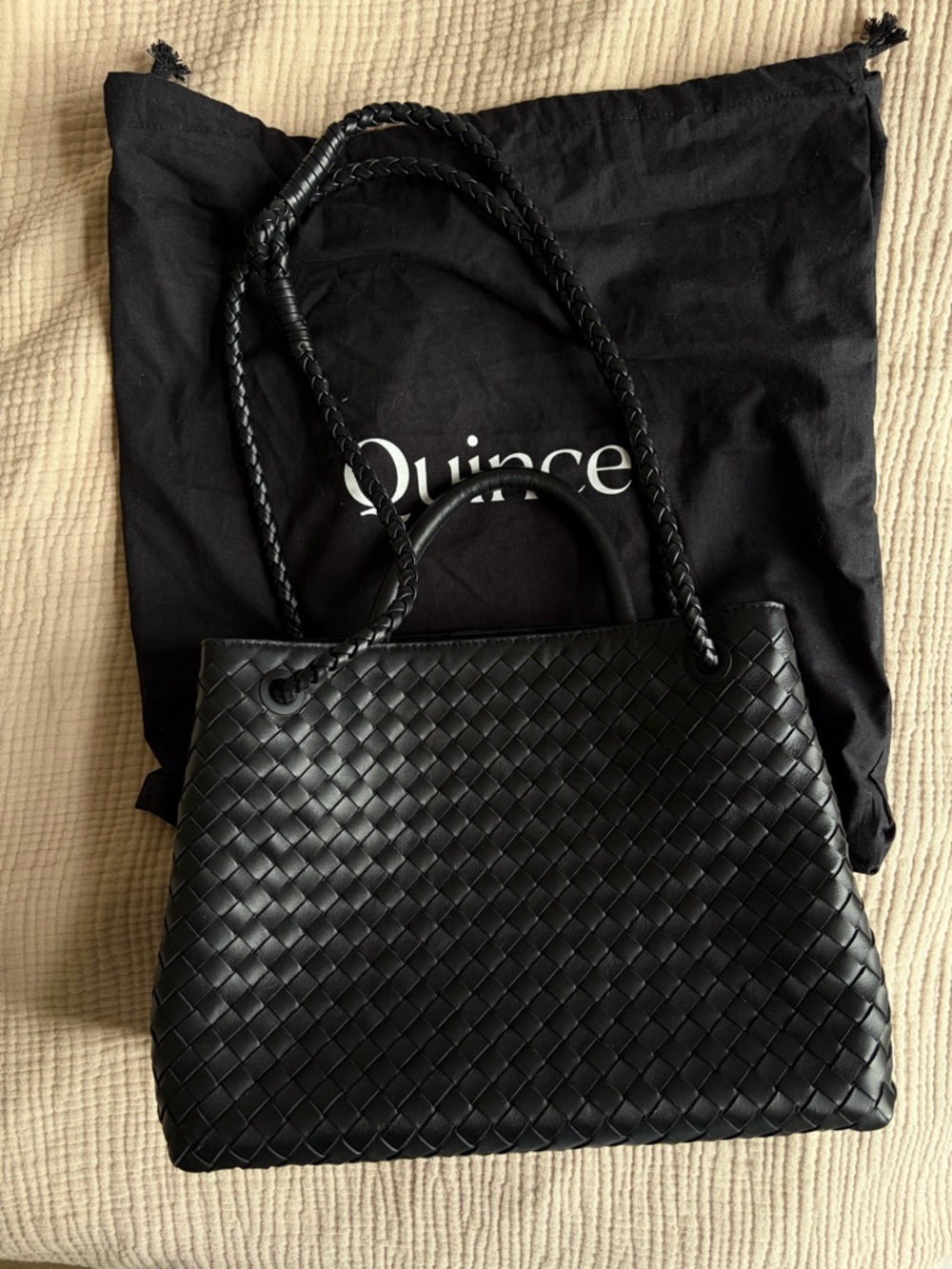 Quince Italian Leather Handwoven satchel
